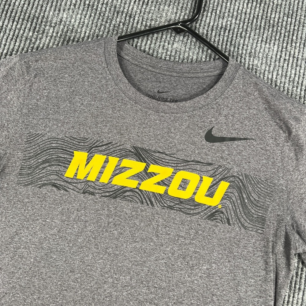Missouri Tigers Mizzou Shirt Mens Small Gray Long Sleeve Dri Fit SEC Football